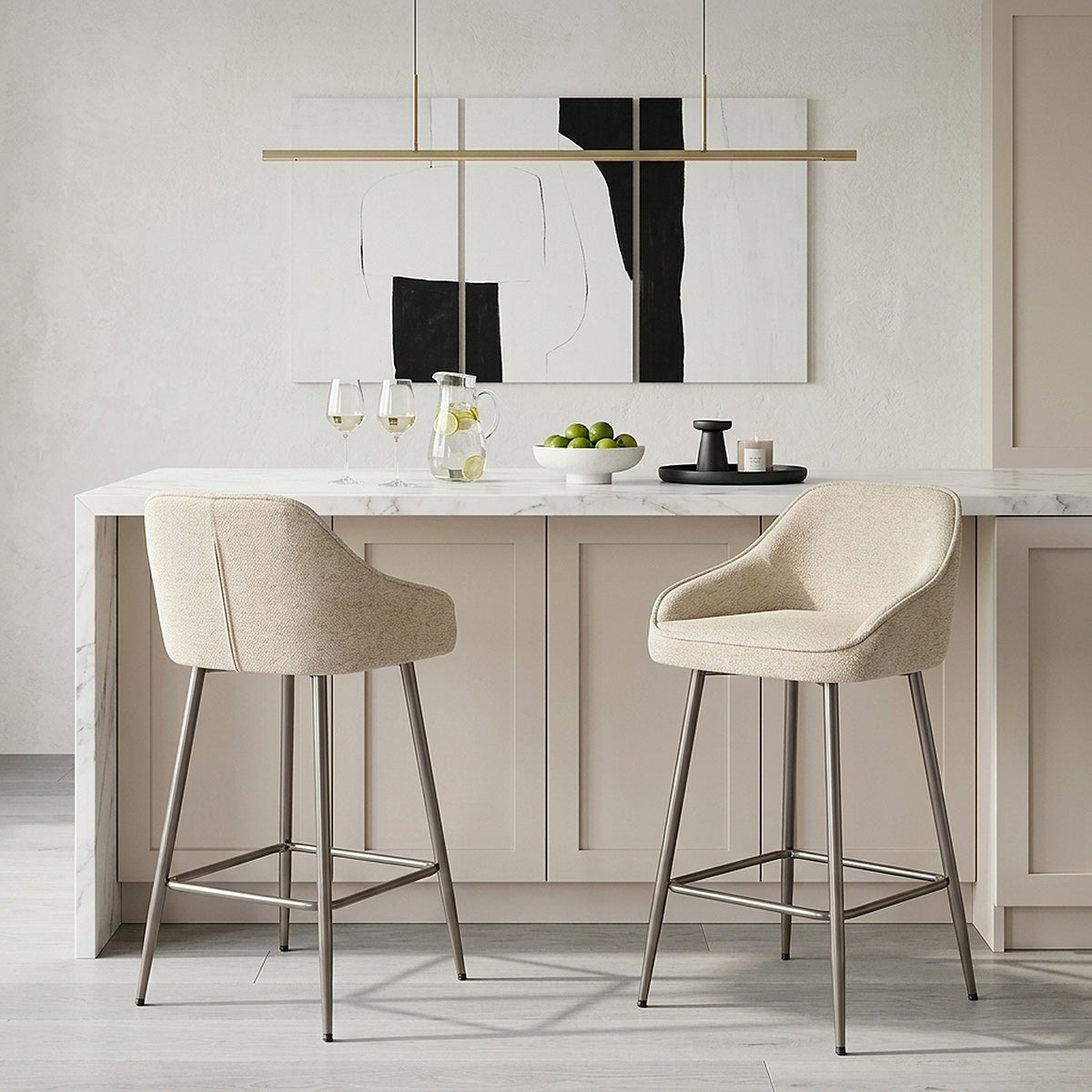 Cairns Bar Stool Beige Fabric