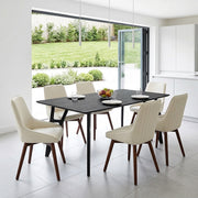 Cairo 160cm Table & 6 Vito Real Leather Chairs Dining Set