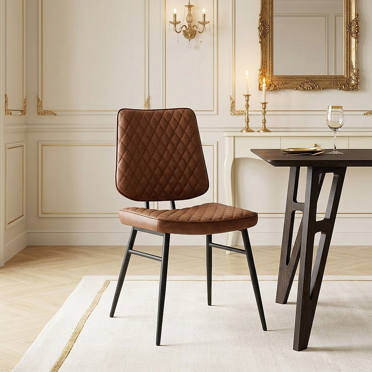 Cairo 160cm Dark Wood Table & 6 Caprice Chairs Dining Set