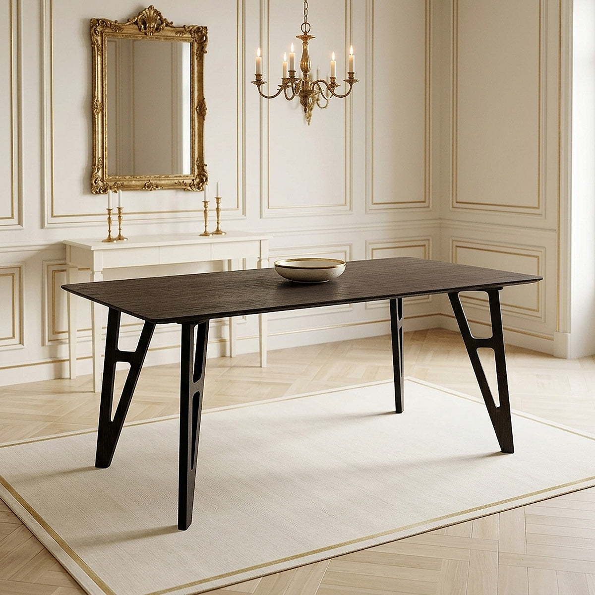 Cairo 160cm Dark Wood Table & 6 Caprice Chairs Dining Set