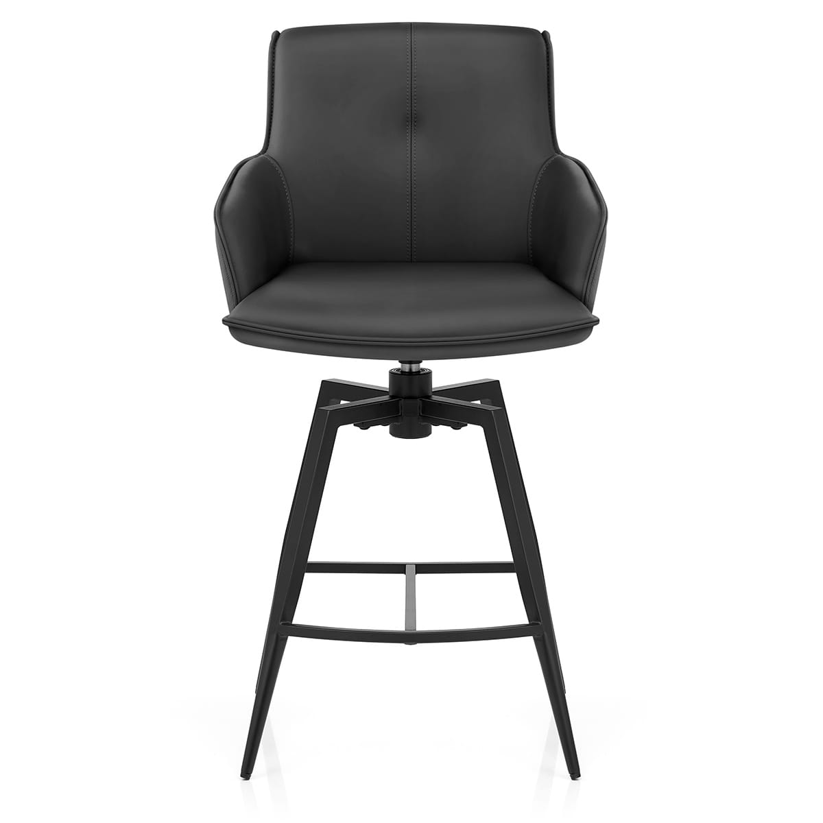 Camden Bar Stool Black Real Leather