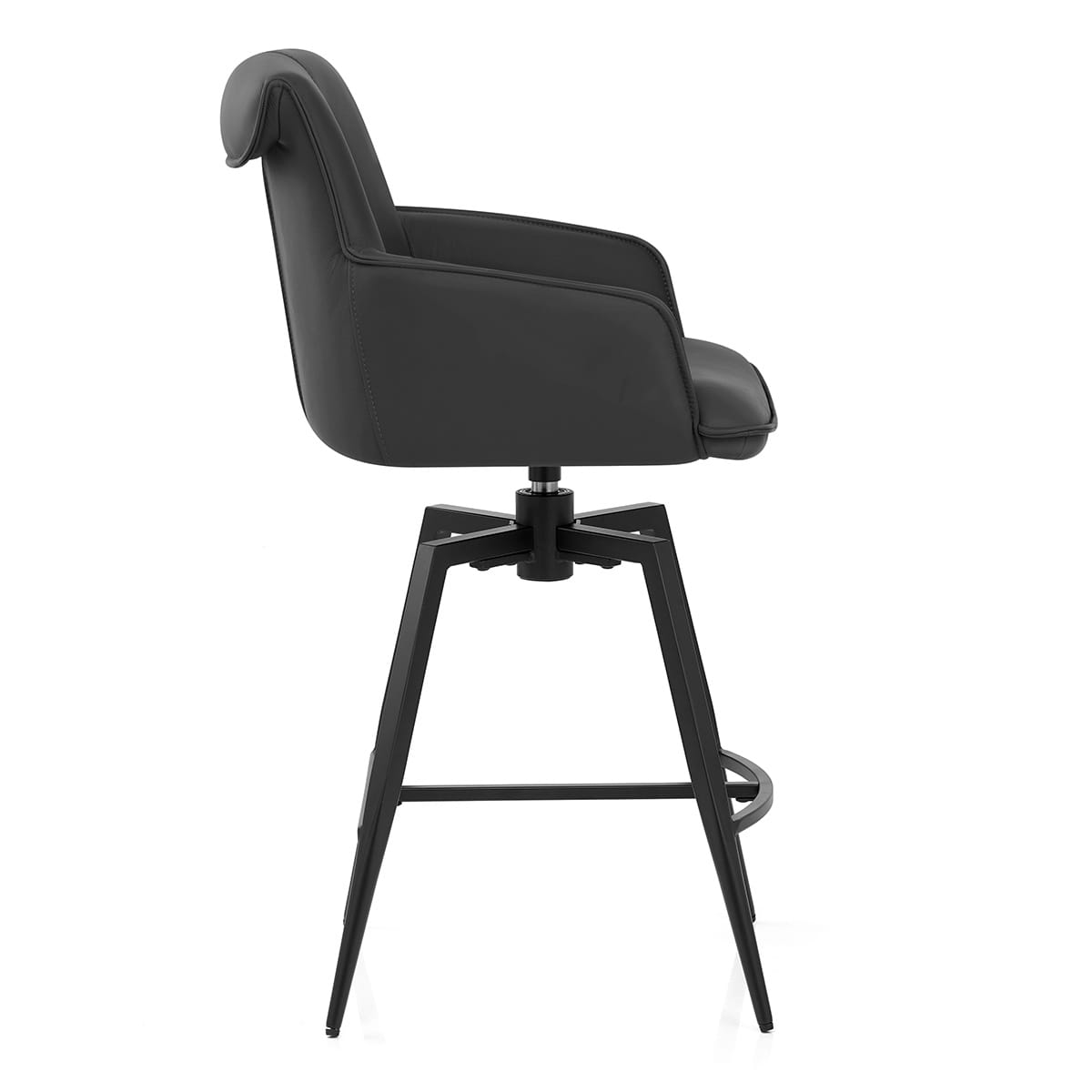 Camden Bar Stool Black Real Leather