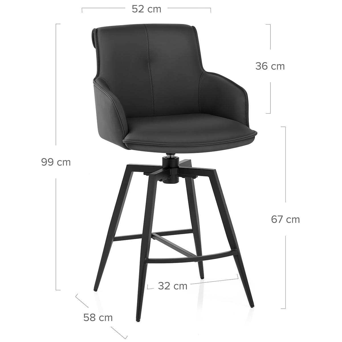 Camden Bar Stool Black Real Leather