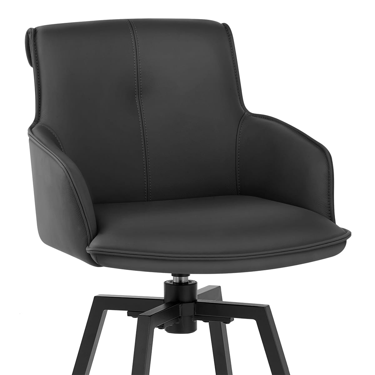 Camden Bar Stool Black Real Leather