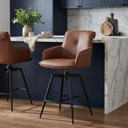 Camden Bar Stool Brown Real Leather