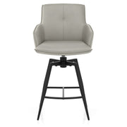 Camden Bar Stool Grey Real Leather