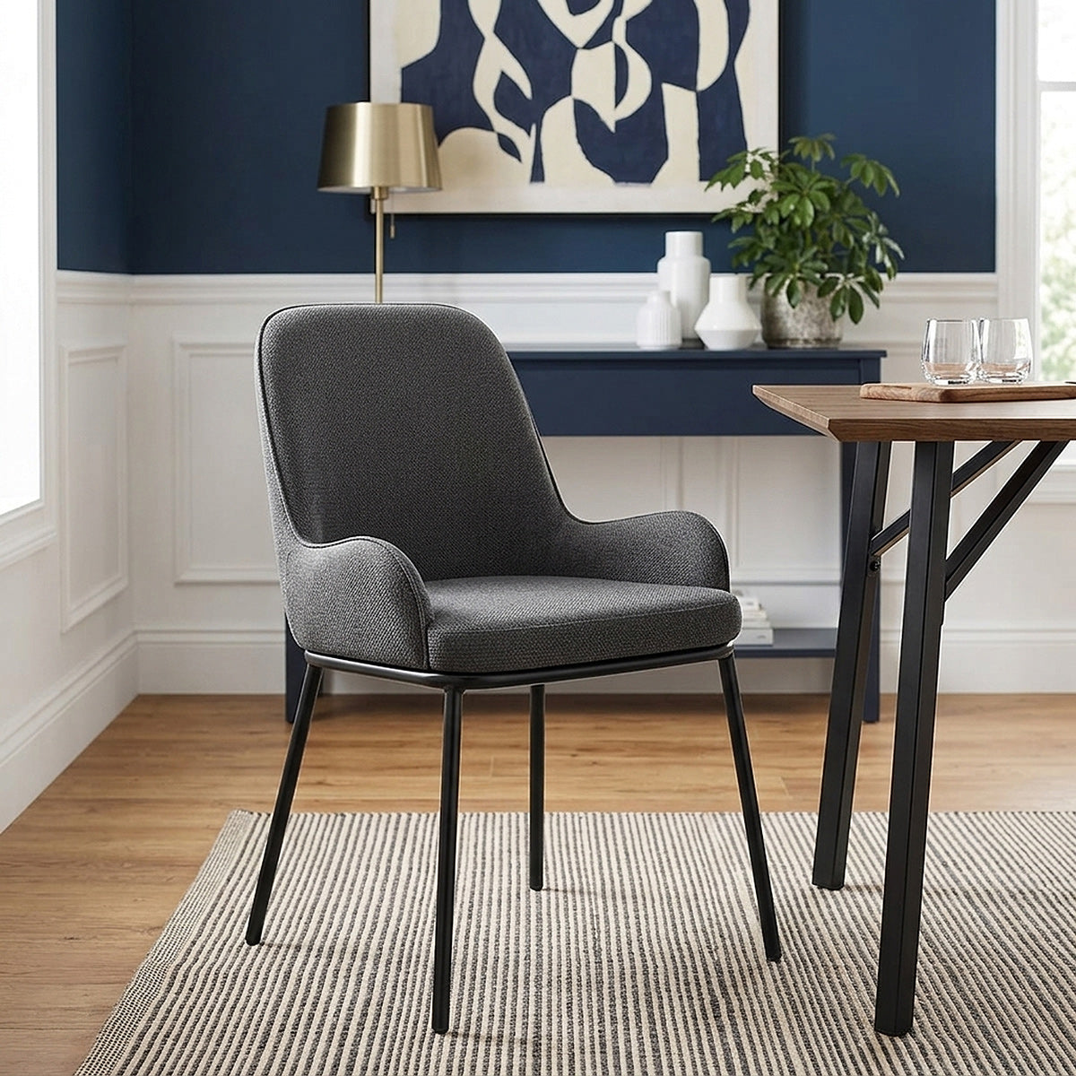 Cameo Dining Chair Charcoal Fabric