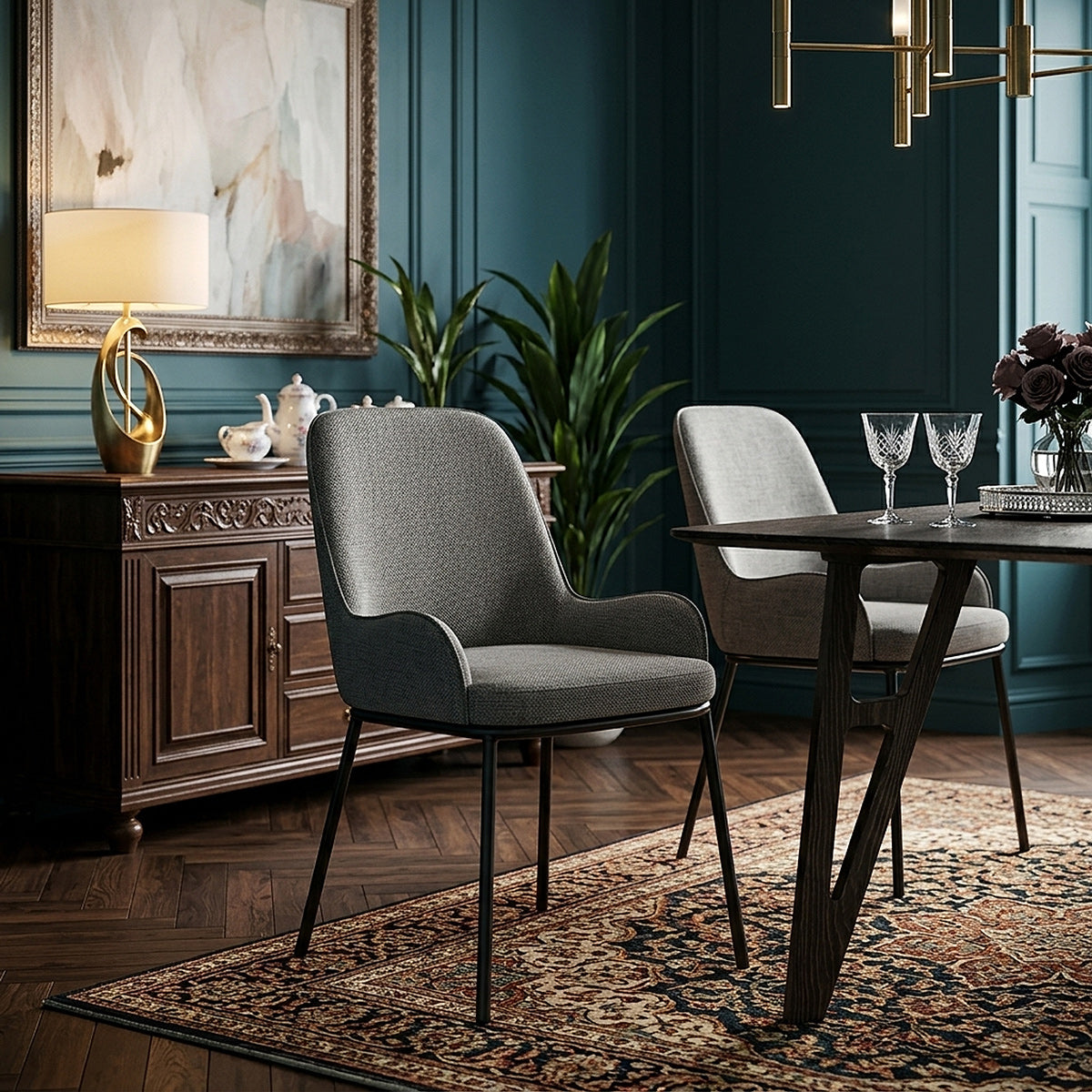 Cameo Dining Chair Charcoal Fabric