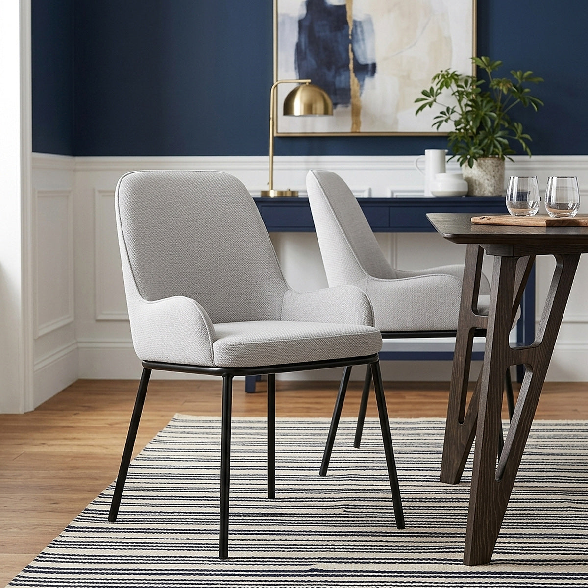 Cameo Dining Chair Light Grey Fabric