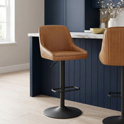 Canberra Real Leather Stool Antique Brown