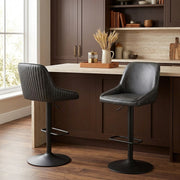 Canberra Real Leather Stool Black