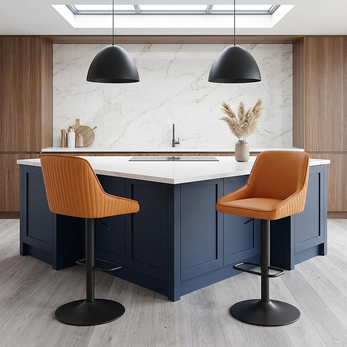 Canberra Real Leather Stool Orange