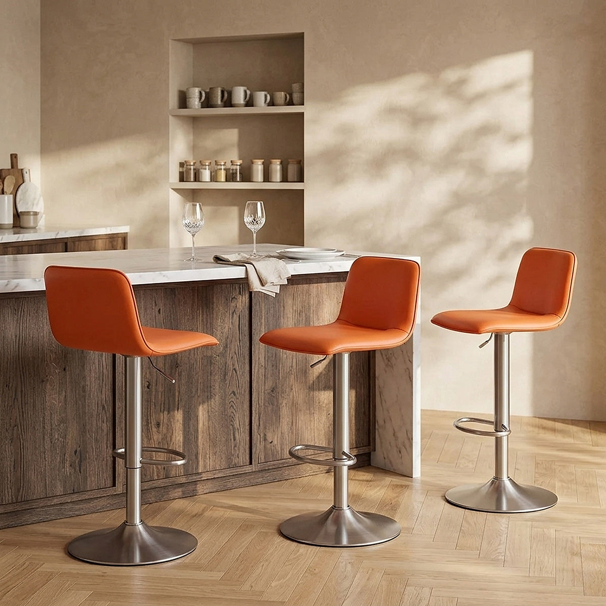 Cape Brushed Steel Stool Orange