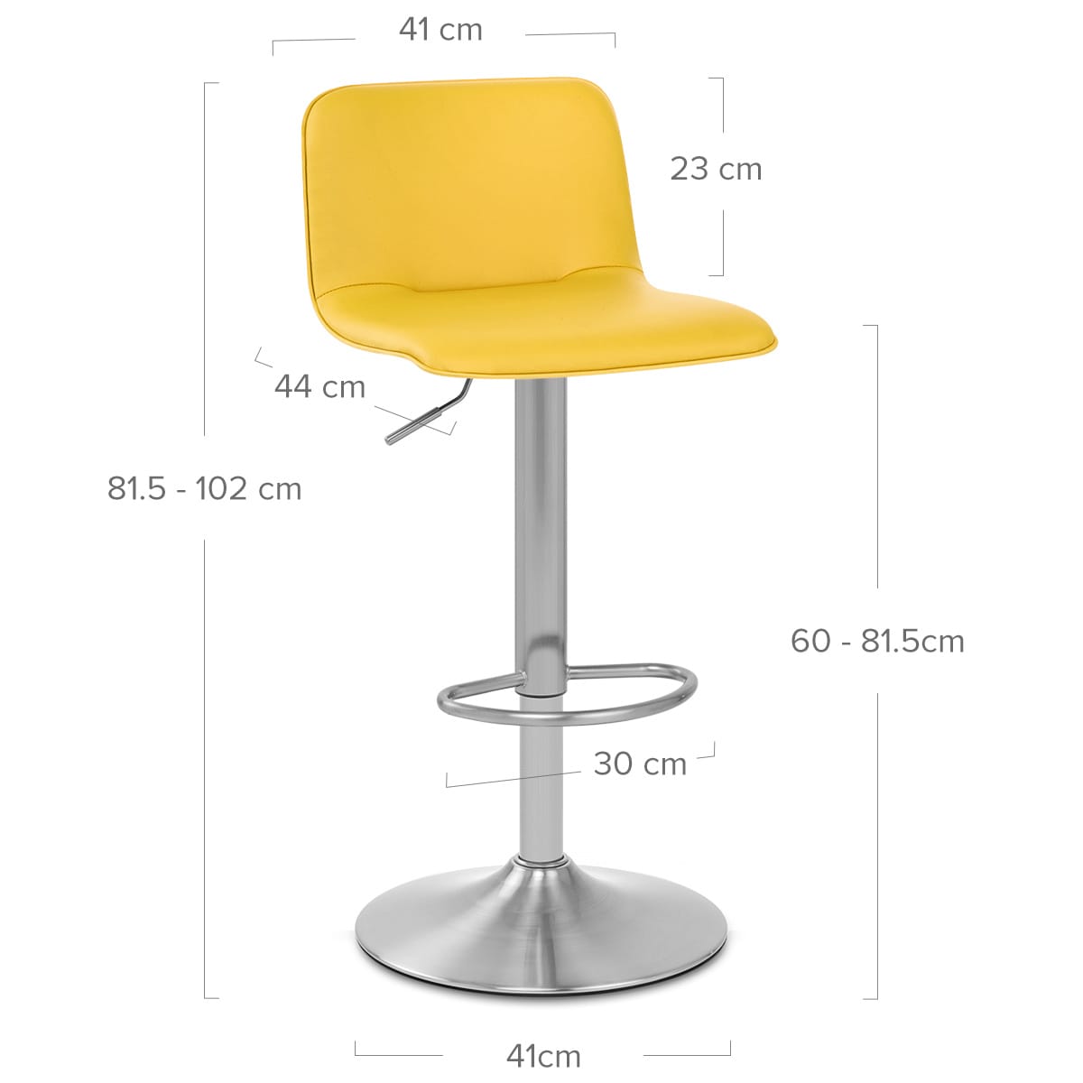 Cape Brushed Steel Stool Yellow