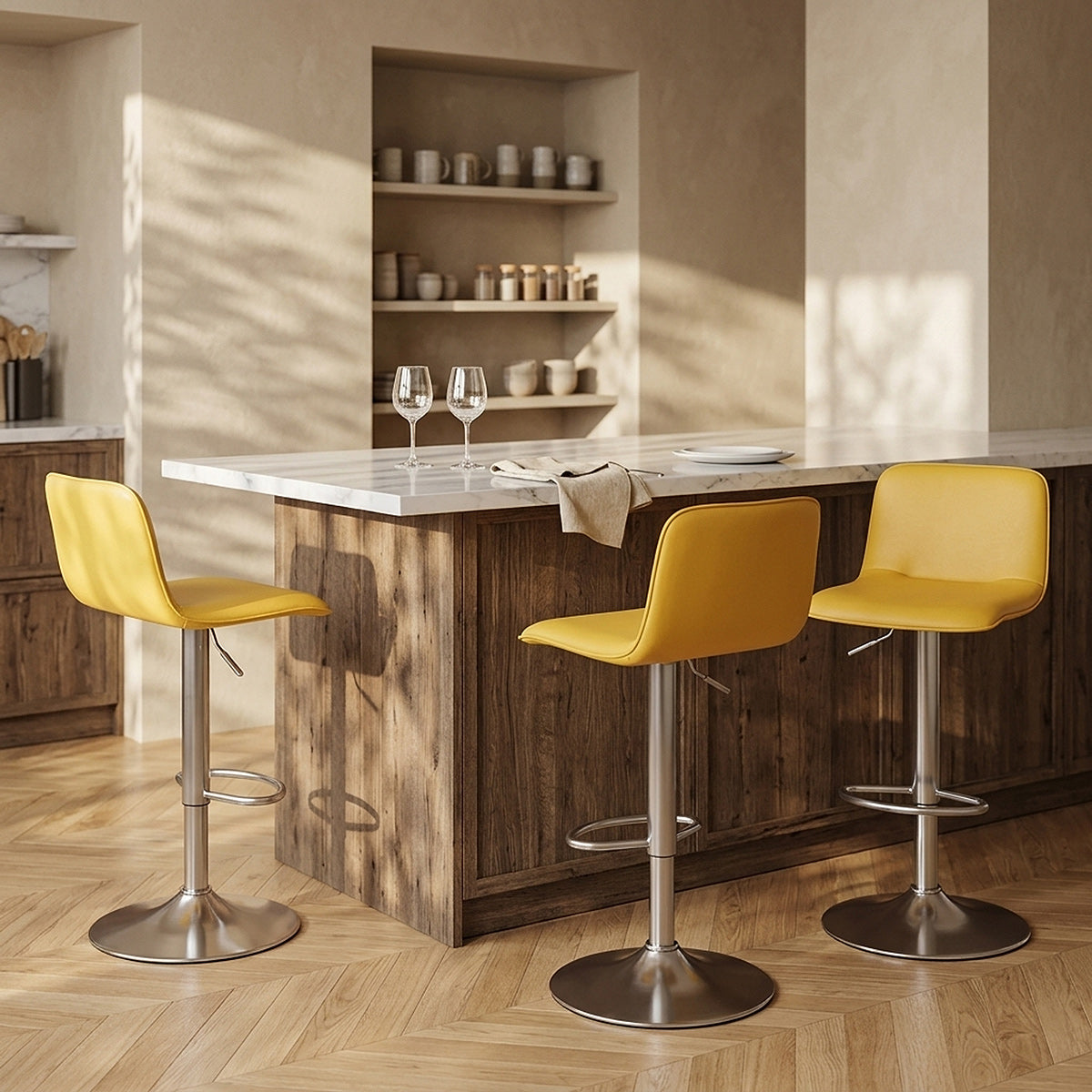 Cape Brushed Steel Stool Yellow