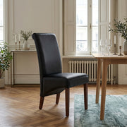 Carlo Walnut Chair Black Leather