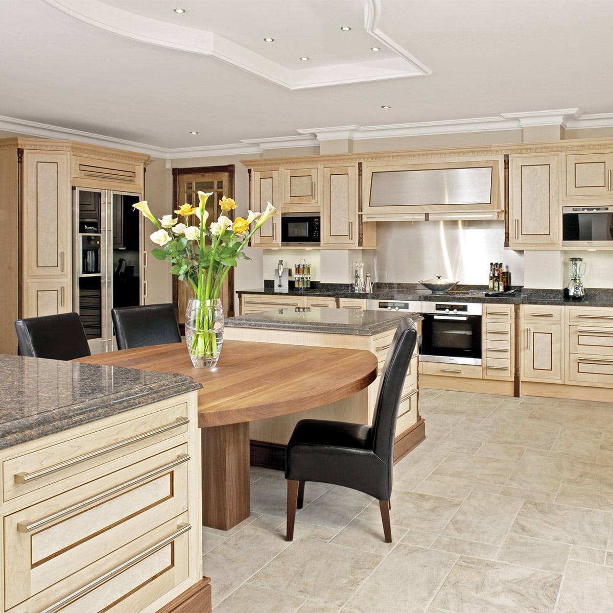 Carlo Walnut Chair Black Leather