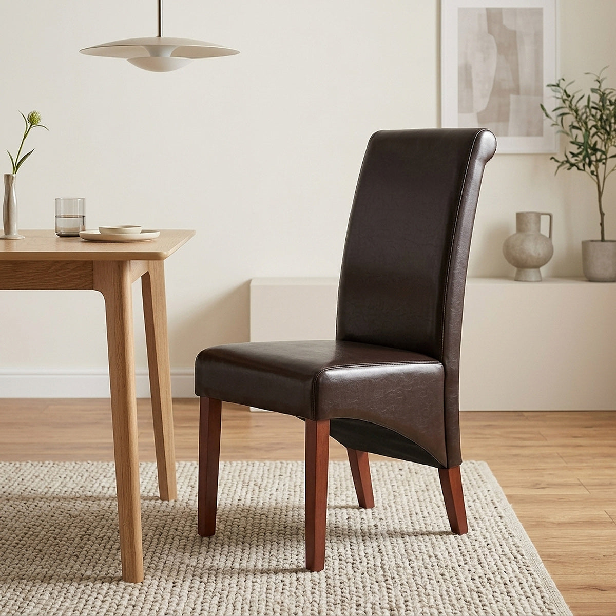 Carlo Walnut Chair Brown Leather