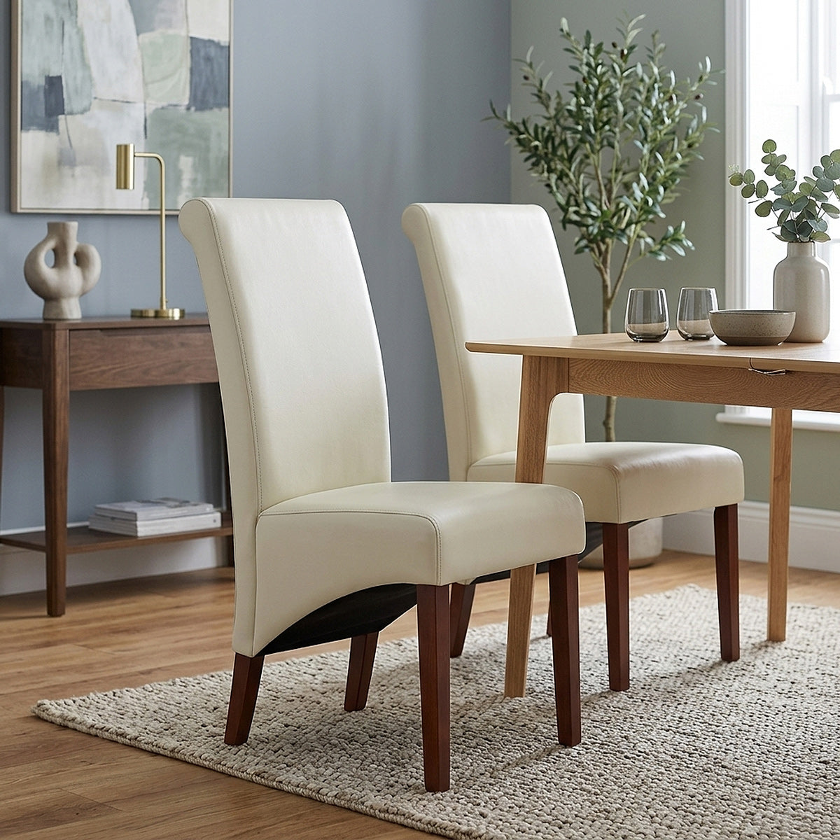 Carlo Walnut Chair Cream Leather