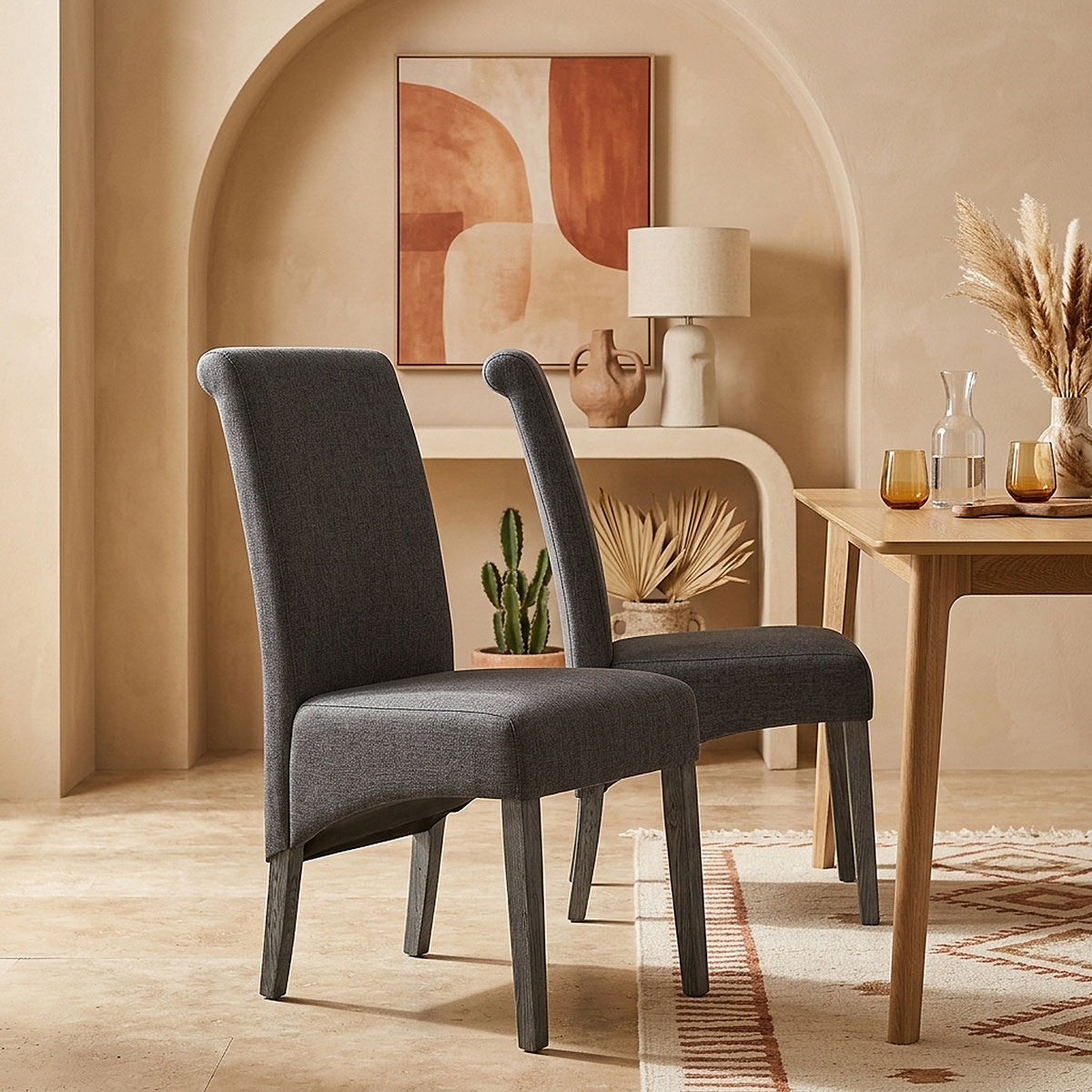 Carlo Grey Oak Chair Charcoal Fabric