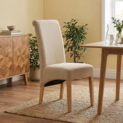 Carlo Oak Chair Beige Fabric