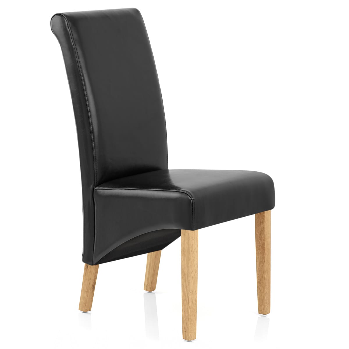 Carlo Oak Chair Black Leather
