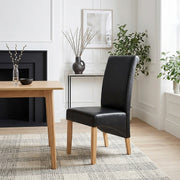 Carlo Oak Chair Black Leather