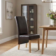 Carlo Oak Chair Brown Leather