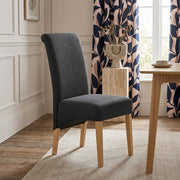 Carlo Oak Chair Charcoal Fabric
