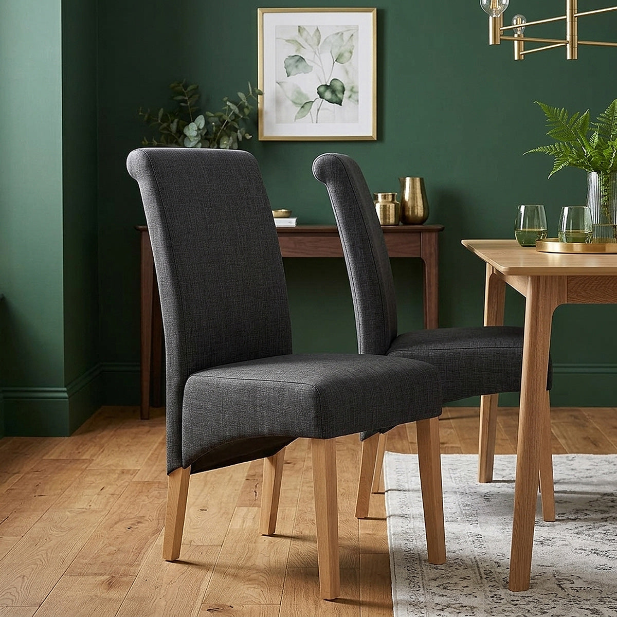 Carlo Oak Chair Charcoal Fabric