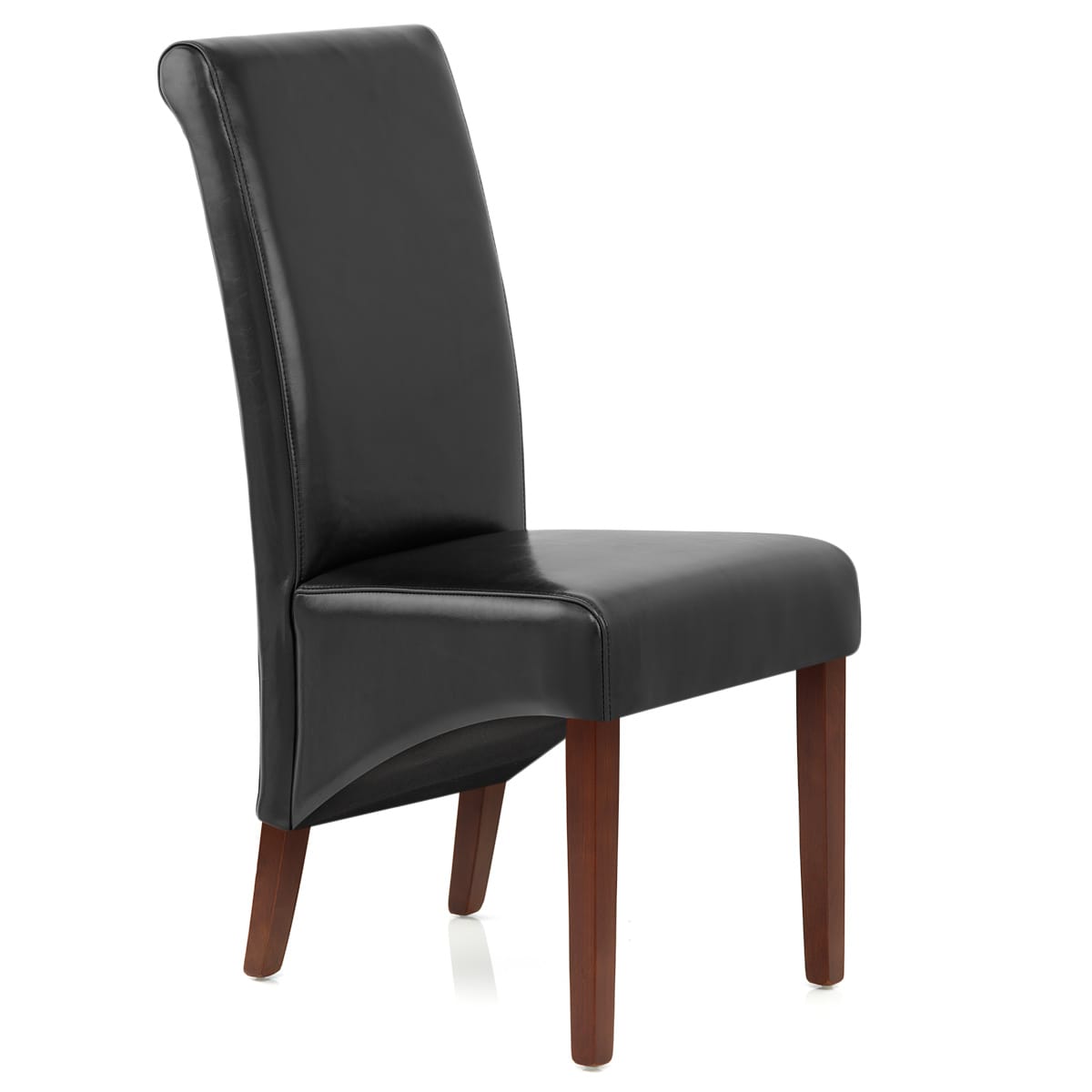 Carlo Walnut Chair Black Leather
