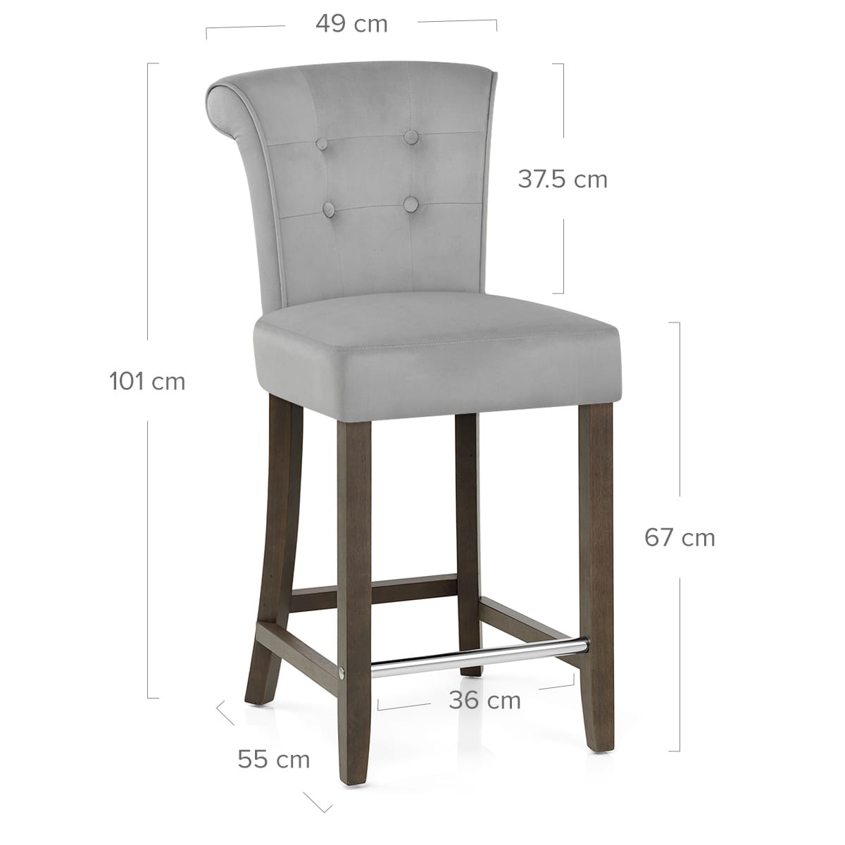 Carlton Scroll Back Stool Grey Velvet