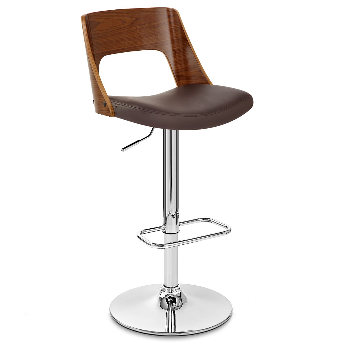 Carmen Leather Bar Stool Walnut & Brown