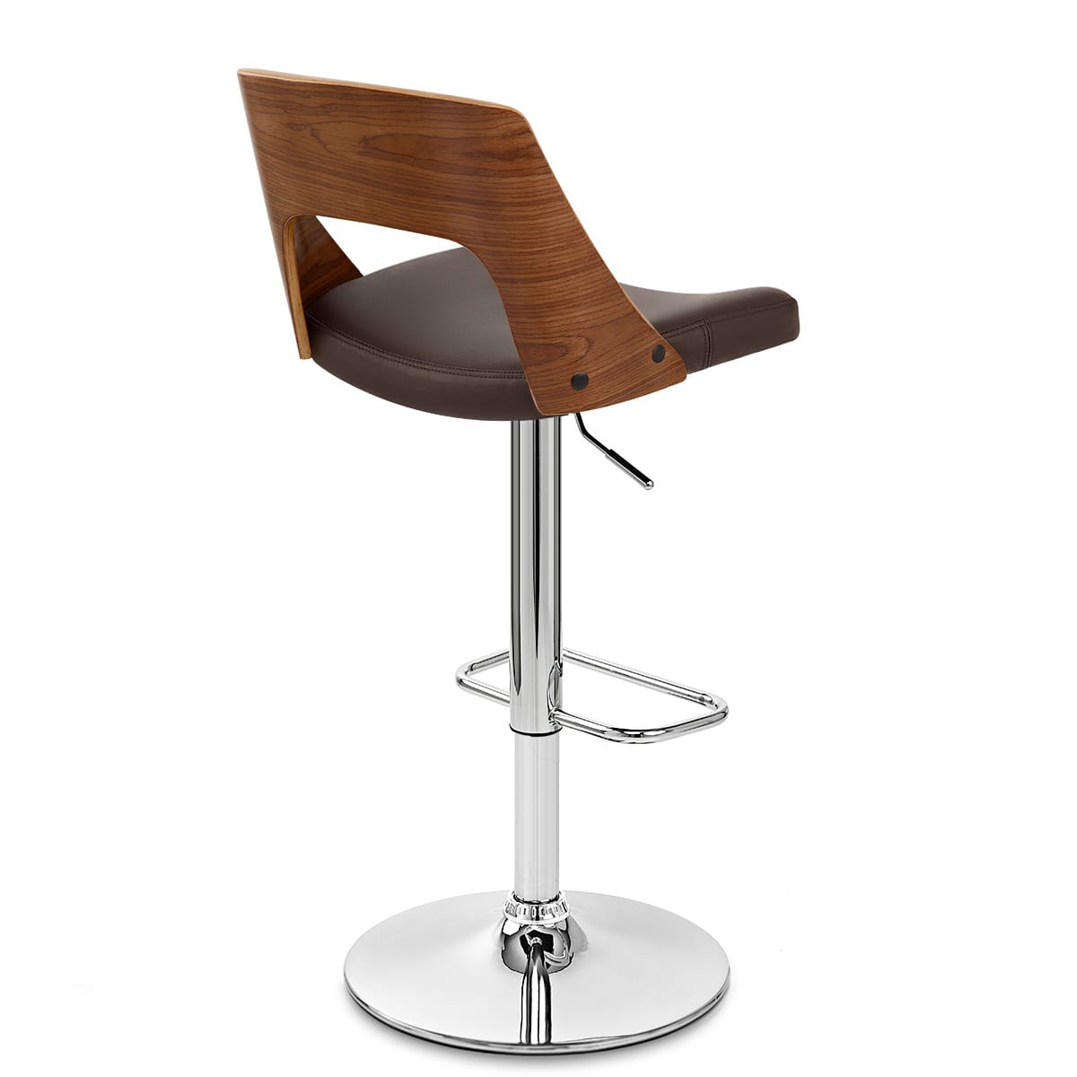 Carmen Leather Bar Stool Walnut & Brown