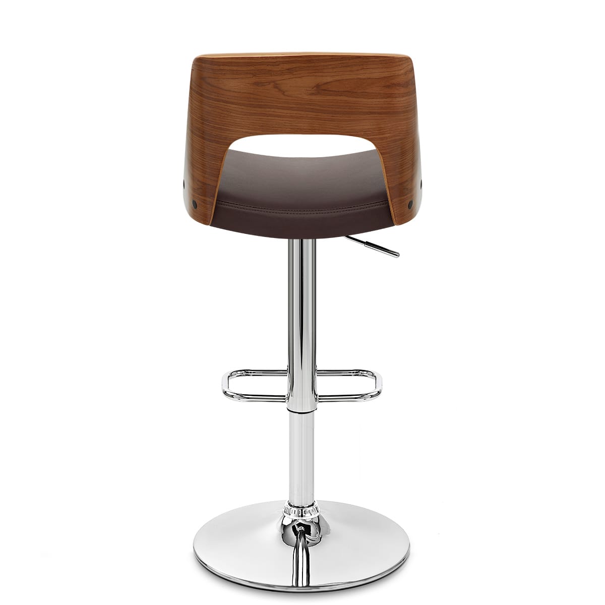 Carmen Leather Bar Stool Walnut & Brown