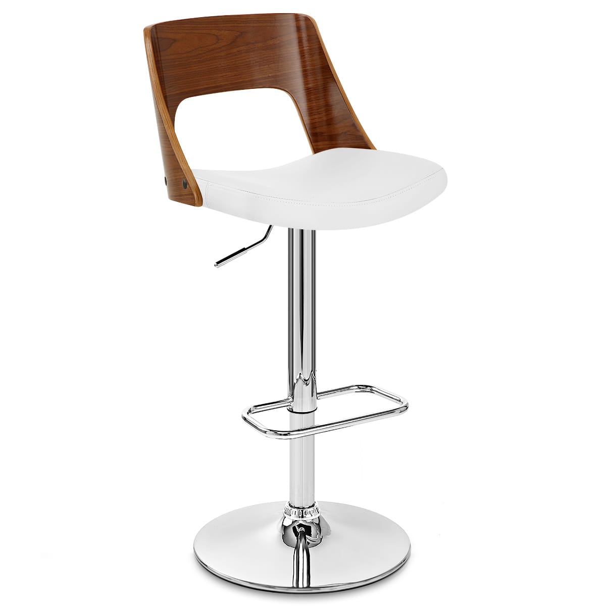 Carmen Leather Bar Stool Walnut & White