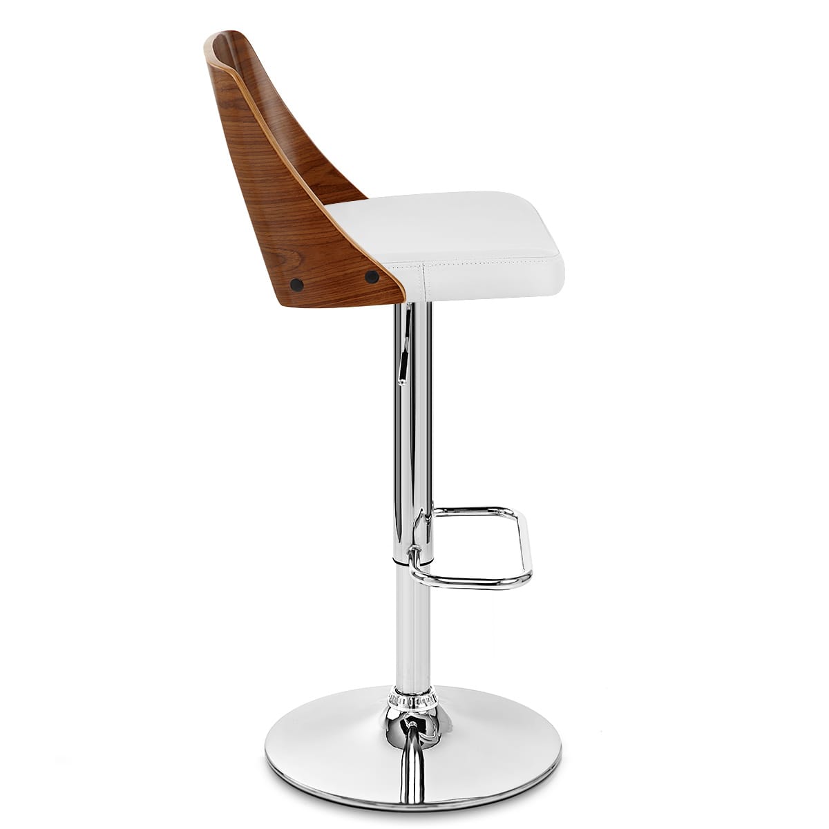 Carmen Leather Bar Stool Walnut & White