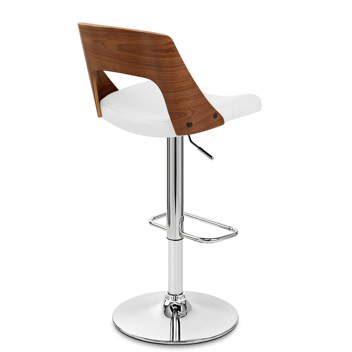 Carmen Leather Bar Stool Walnut & White