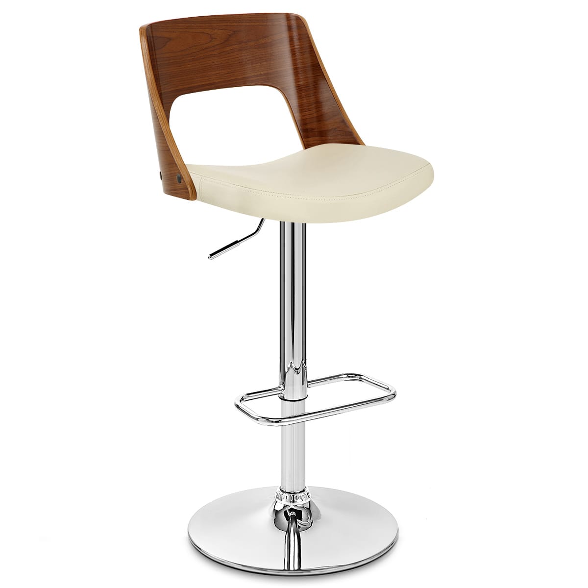 Carmen Leather Stool Walnut & Cream