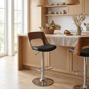 Carmen Leather Stool Walnut & Black