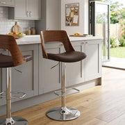 Carmen Leather Bar Stool Walnut & Brown