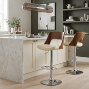 Carmen Leather Stool Walnut & Cream