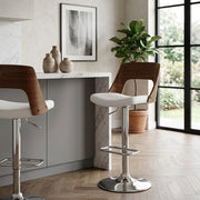 Carmen Leather Bar Stool Walnut & White