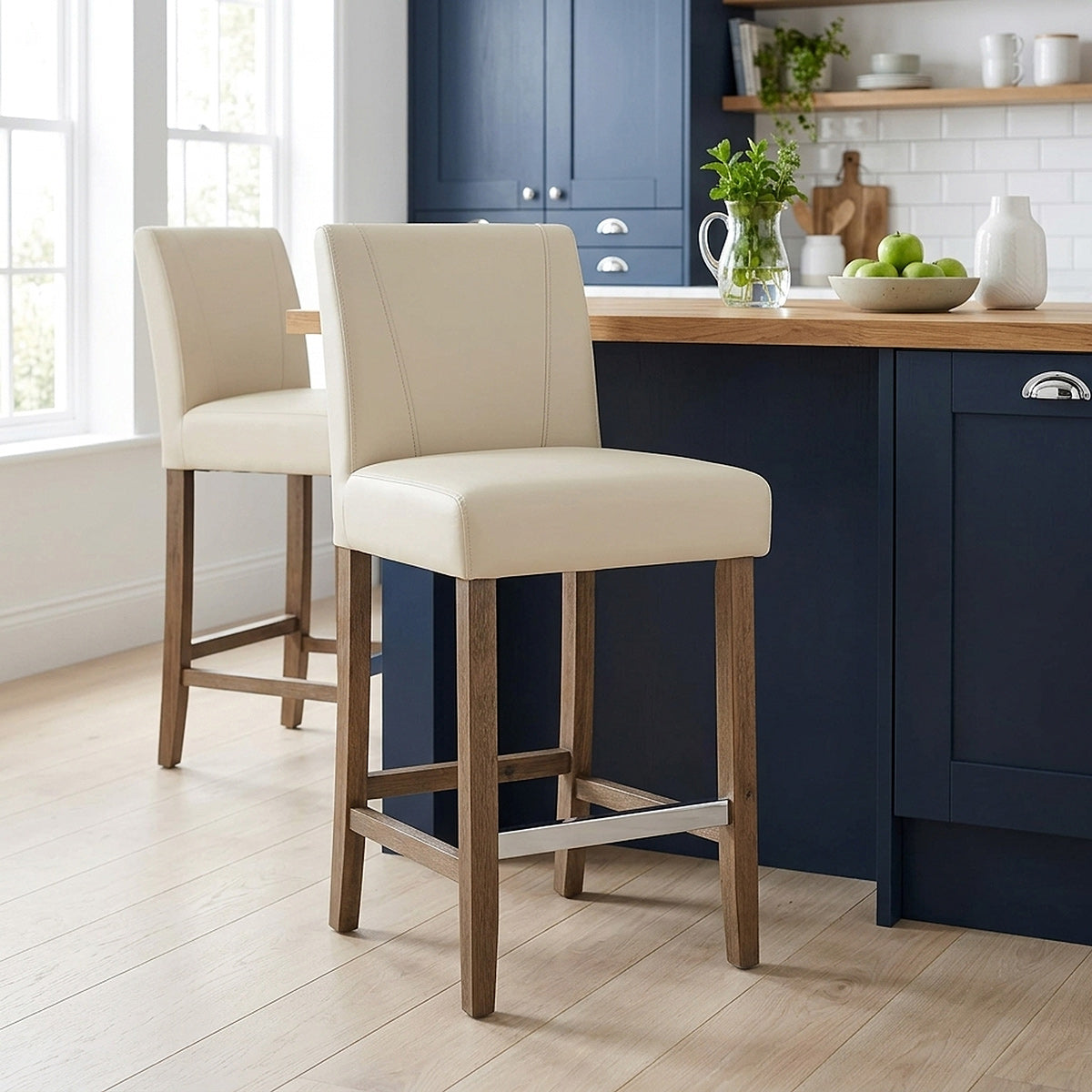 Chartwell Stool Cream Faux Leather