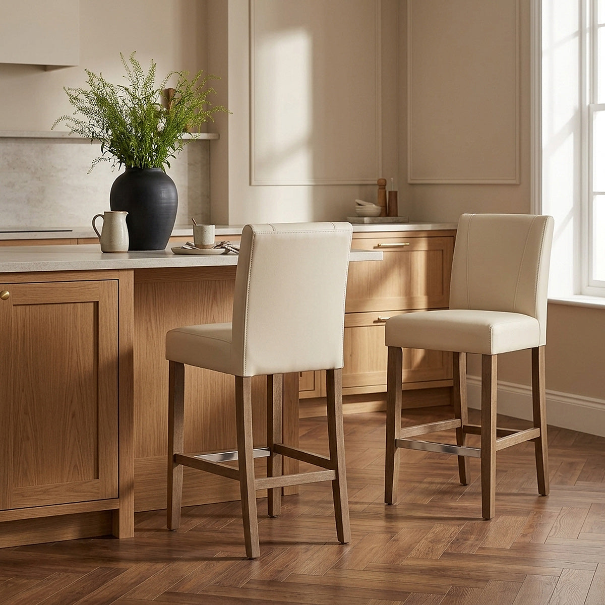 Chartwell Stool Cream Faux Leather