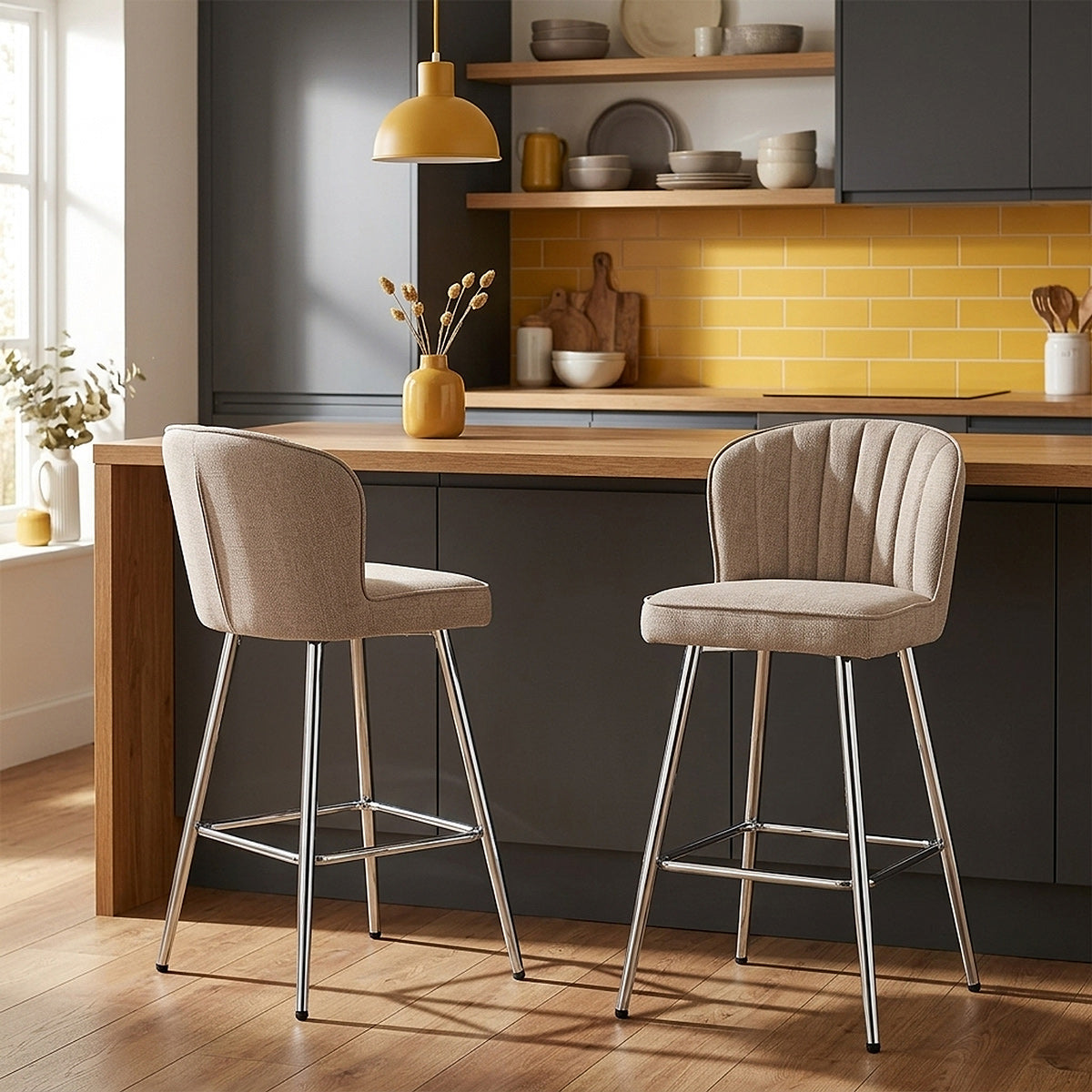 Chase Bar Stool Beige Fabric