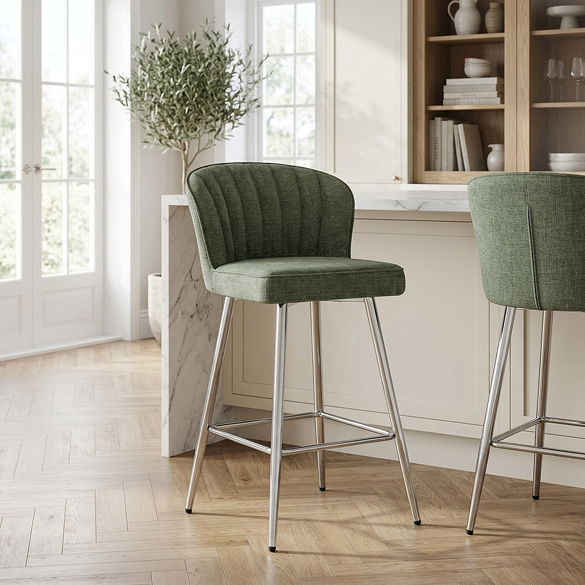 Chase Bar Stool Green Fabric