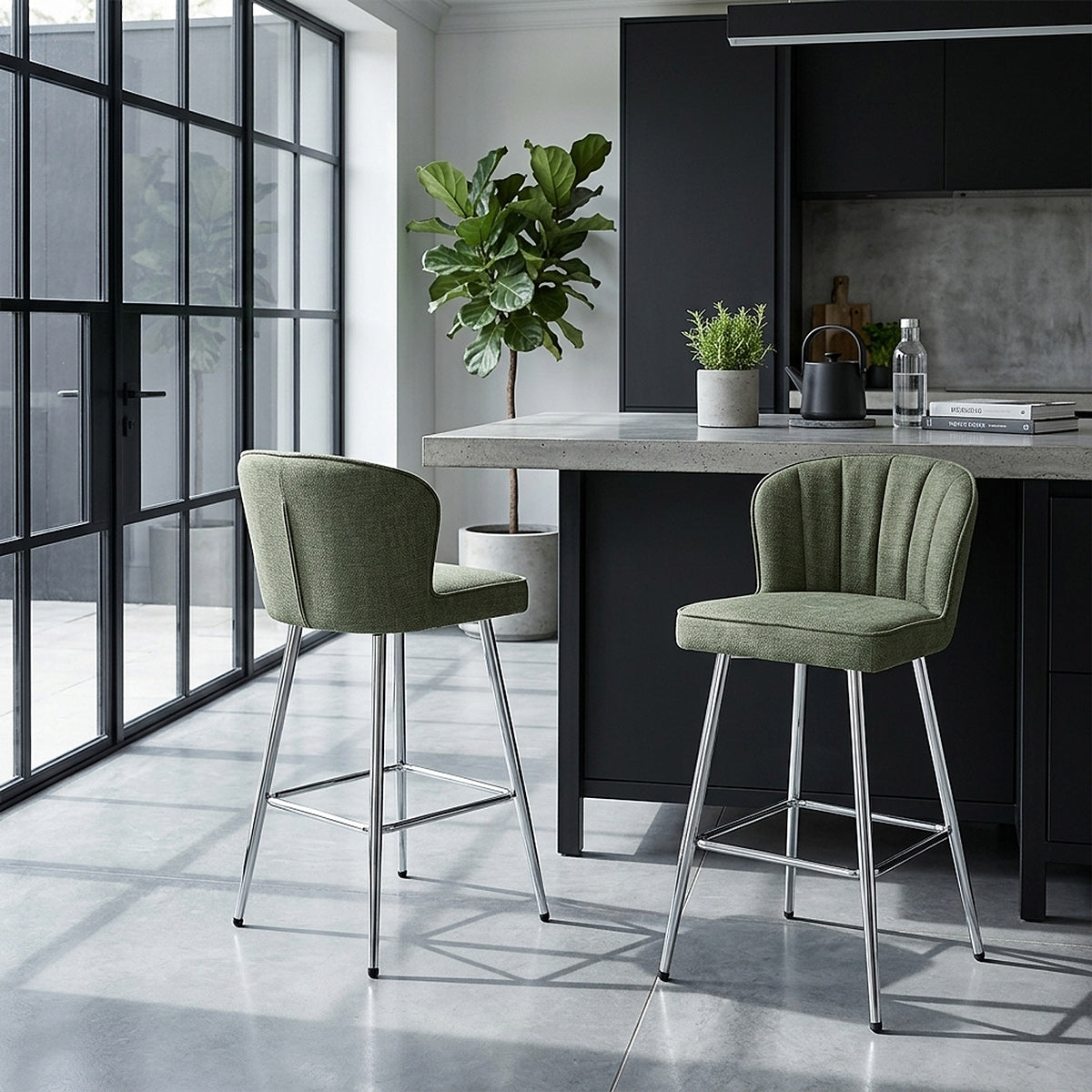 Chase Bar Stool Green Fabric