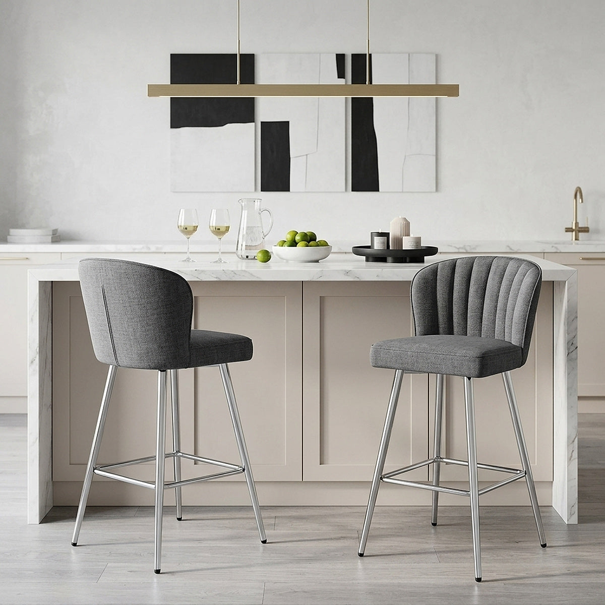 Chase Bar Stool Grey Fabric