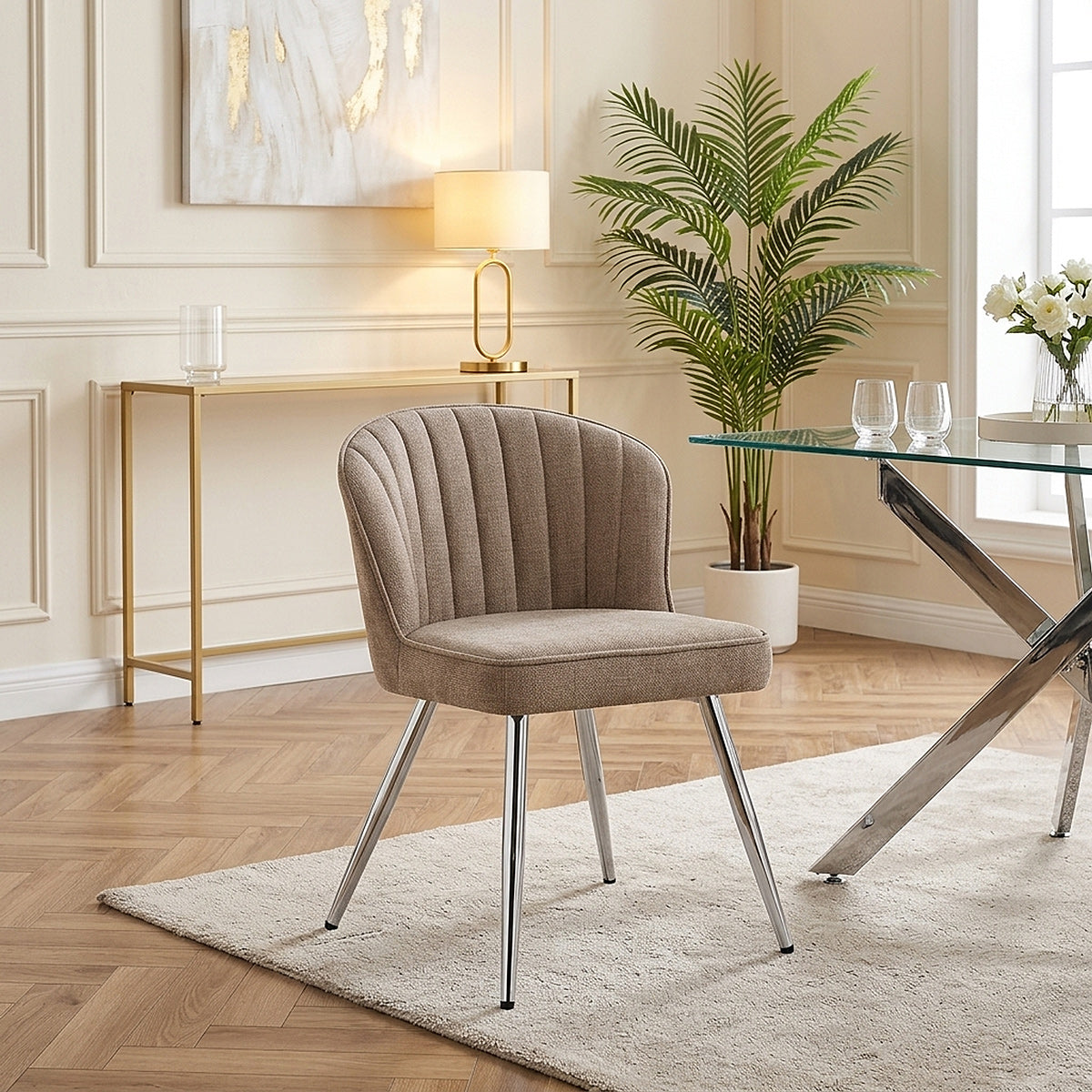 Chase Dining Chair Beige Fabric